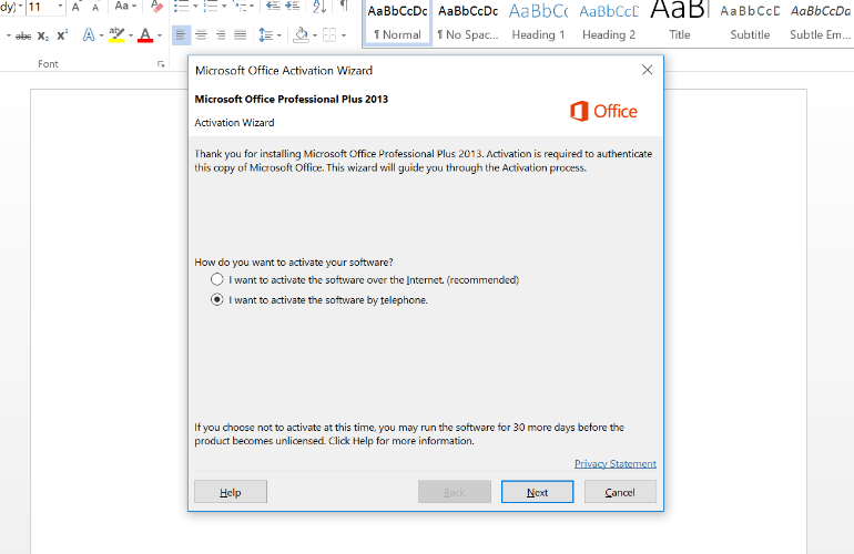 microsoft office activation wizard 2013